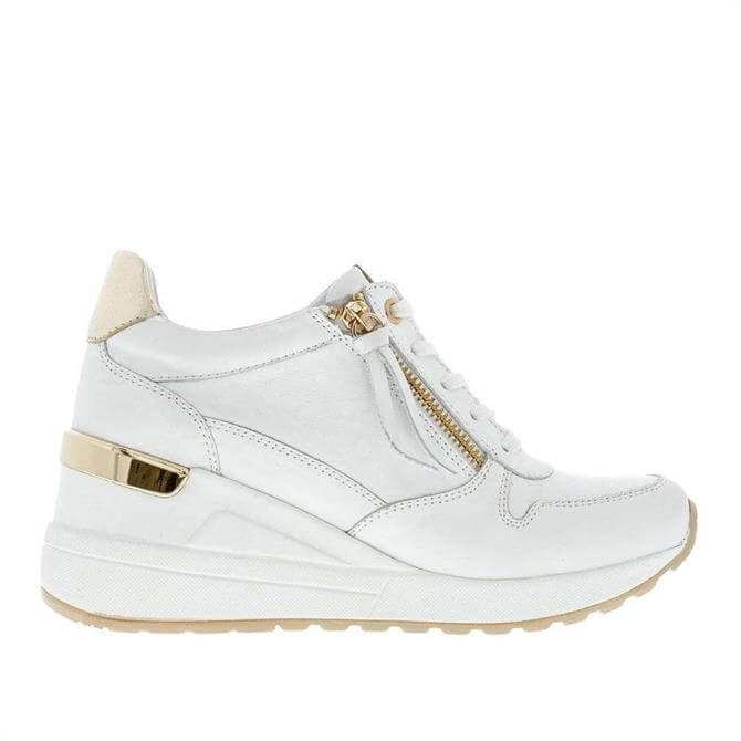 Carl Scarpa Relicia White Wedge Lace-Up Leather Trainers